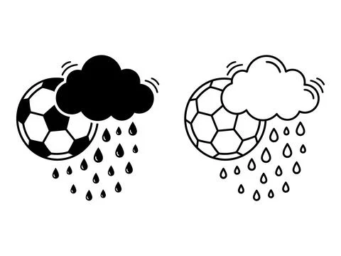 Soccer Rain Cloud Icon Pack Stock Illustration