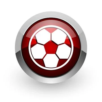 Soccer red circle web glossy icon. Stock-Illustration