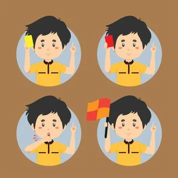 Soccer Referee Gesture Collection Icon Set Cartoon Stock Illustration