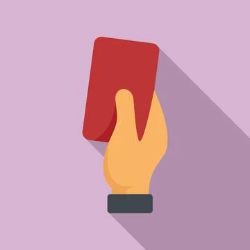 Soccer referee red card icon flat . Football penalty Stock Illustration