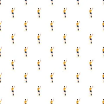 Soccer referee showing red card seamless pattern Stock Illustration