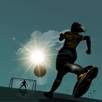 Soccer running with ball Stock Illustration