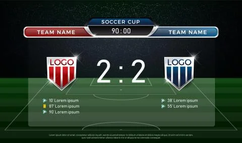 Soccer scoreboard team A vs team B strategy broadcast graphic template Stock Illustration