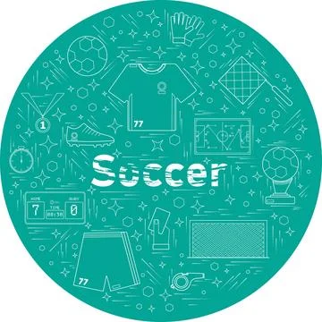 Soccer a set of white elements in a circle Stock-Illustration