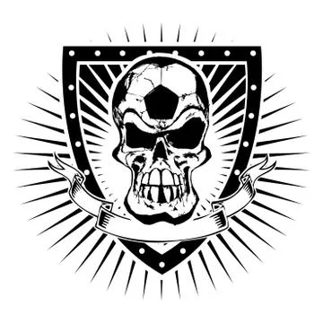 Soccer skull shield Stock Illustration