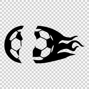 Soccer Split Ball With Flame Silhouette moving fire black Stock Illustration
