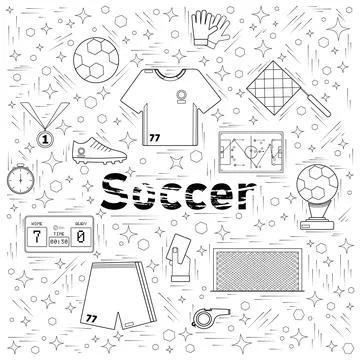 Soccer a square of contour elements Stock Illustration