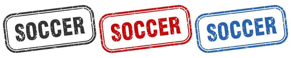 Soccer square isolated sign set. soccer stamp Stock Illustration