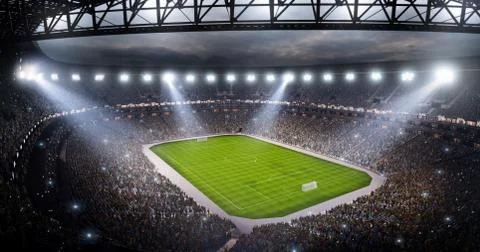 Soccer stadium in 3D Stock Photos