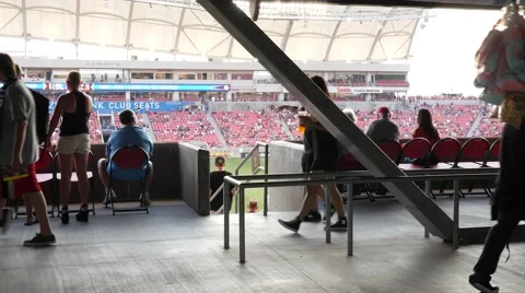 Soccer stadium behind stands. Stock Footage 40729318
