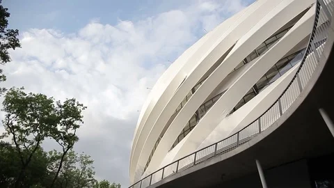 Soccer stadium with buildings, architecture elements Stock Footage 71617640