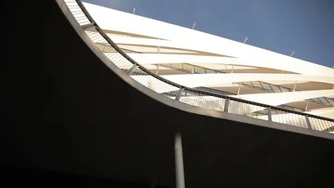 Soccer stadium with buildings, architecture elements Stock Footage 71618794