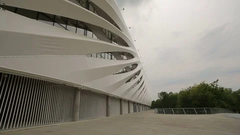 Soccer stadium with buildings, architecture elements Stock Footage 71620274