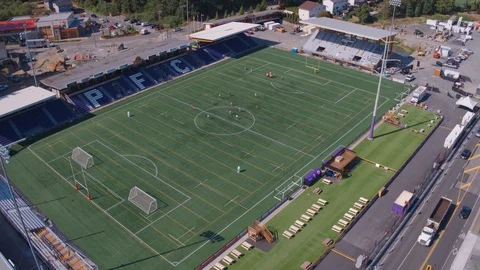 Soccer Stadium Drone Video Stock Footage 113960992