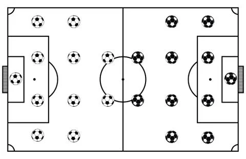 Soccer Stadium Field Black Vector Illustration Stock Illustration