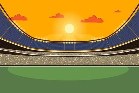 Soccer stadium with green grass. Vector illustration Stock Illustration