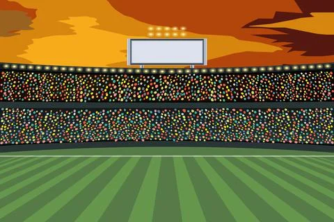 Soccer stadium with green grass. Vector illustration Stock Illustration
