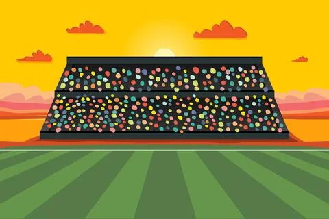 Soccer stadium with green grass. Vector illustration Stock Illustration