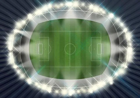 Soccer Stadium Night Stock Illustration