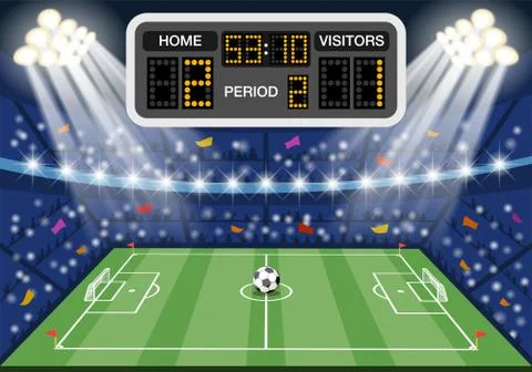Soccer stadium with scoreboard Stock Illustration