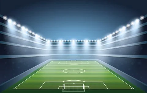 Soccer Stadium with spot light. vector illustration Stock Illustration