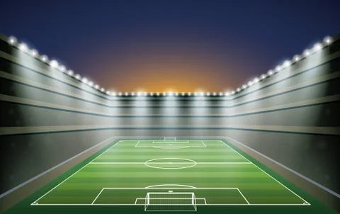 Soccer Stadium with spot light. vector illustration Stock Illustration