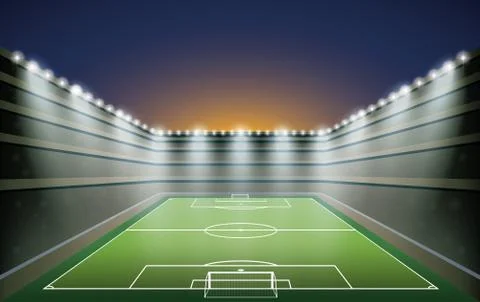 Soccer Stadium with spot light. vector illustration Stock Illustration