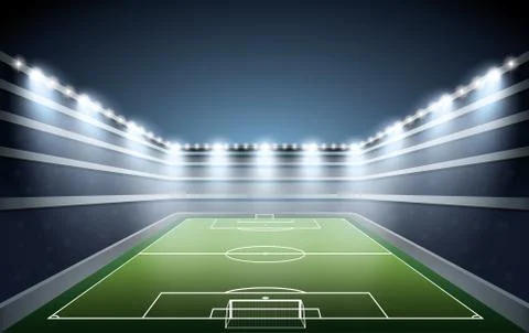 Soccer Stadium with spot light. vector illustration Stock Illustration