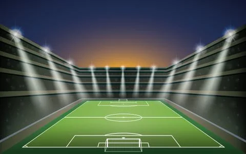 Soccer Stadium with spot light. vector illustration Stock Illustration