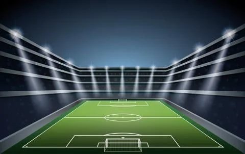 Soccer Stadium with spot light. vector illustration Stock Illustration