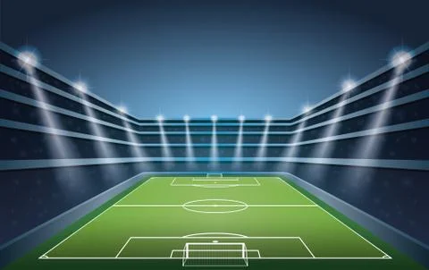Soccer Stadium with spot light. vector illustration Stock Illustration