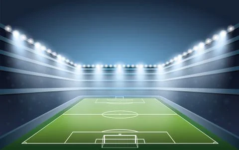Soccer Stadium with spot light. vector illustration Stock Illustration