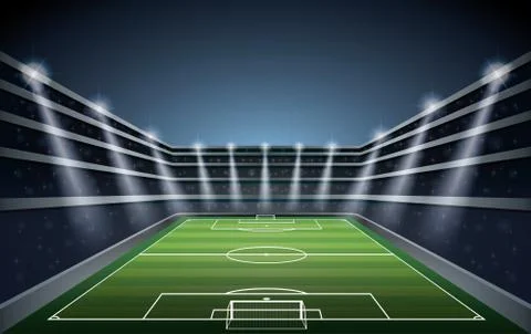 Soccer Stadium with spot light. vector illustration Stock Illustration