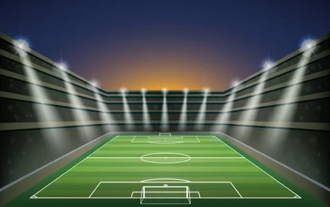 Soccer Stadium with spot light. vector illustration Stock Illustration