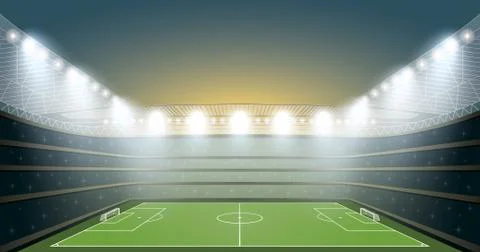 Soccer Stadium with spot light. vector illustration Stock Illustration