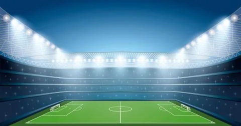 Soccer Stadium with spot light. vector illustration Stock Illustration