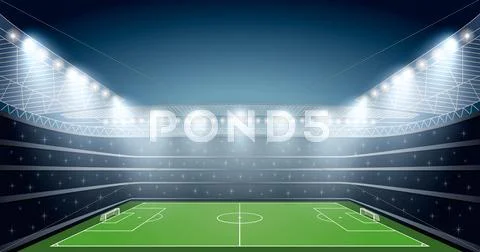 Soccer Stadium With Spot Light. Vector Illustration
