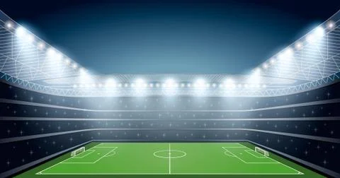 Soccer Stadium with spot light. vector illustration Stock Illustration