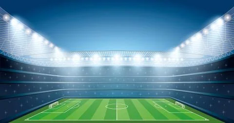 Soccer Stadium with spot light. vector illustration Stock Illustration