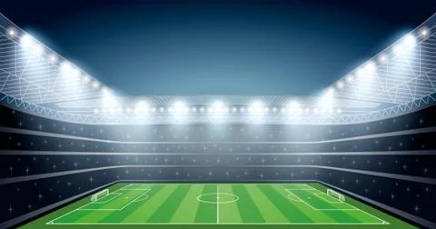 Soccer Stadium with spot light. vector illustration Stock Illustration