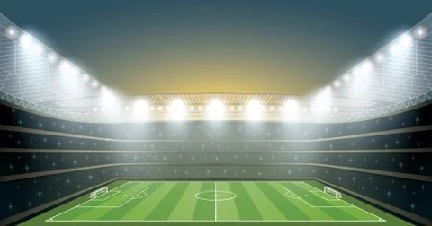 Soccer Stadium with spot light. vector illustration Stock Illustration