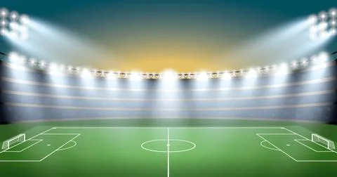 Soccer Stadium with spot light. vector illustration Stock Illustration