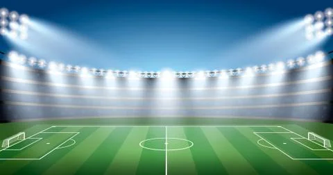 Soccer Stadium with spot light. vector illustration Stock Illustration