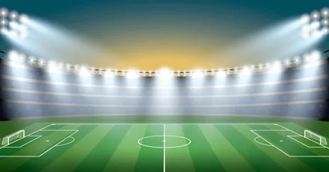 Soccer Stadium with spot light. vector illustration Stock Illustration