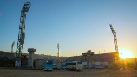 A  soccer stadium sunset time lapse 動画素材 71671698