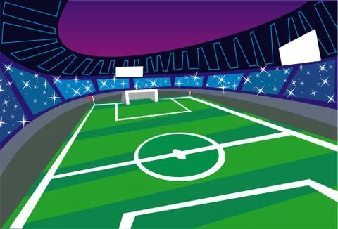 Soccer stadium wide angle perspective Illustrazione stock