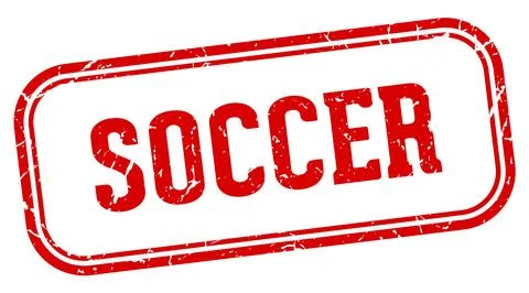 Soccer stamp. soccer rectangular stamp on white background Ilustração Stock