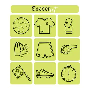 Soccer sticker green shadow Stock Illustration