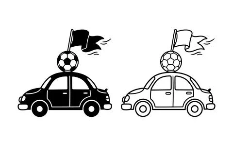 Soccer Supporter Car Icon Vector Stock Illustration