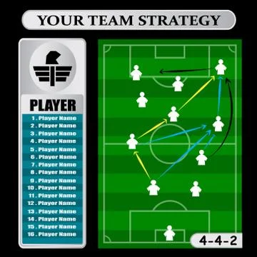 Soccer Tactic Table. Vector Illustration. The Tactical Scheme Of 4-4-2 Stock Illustration